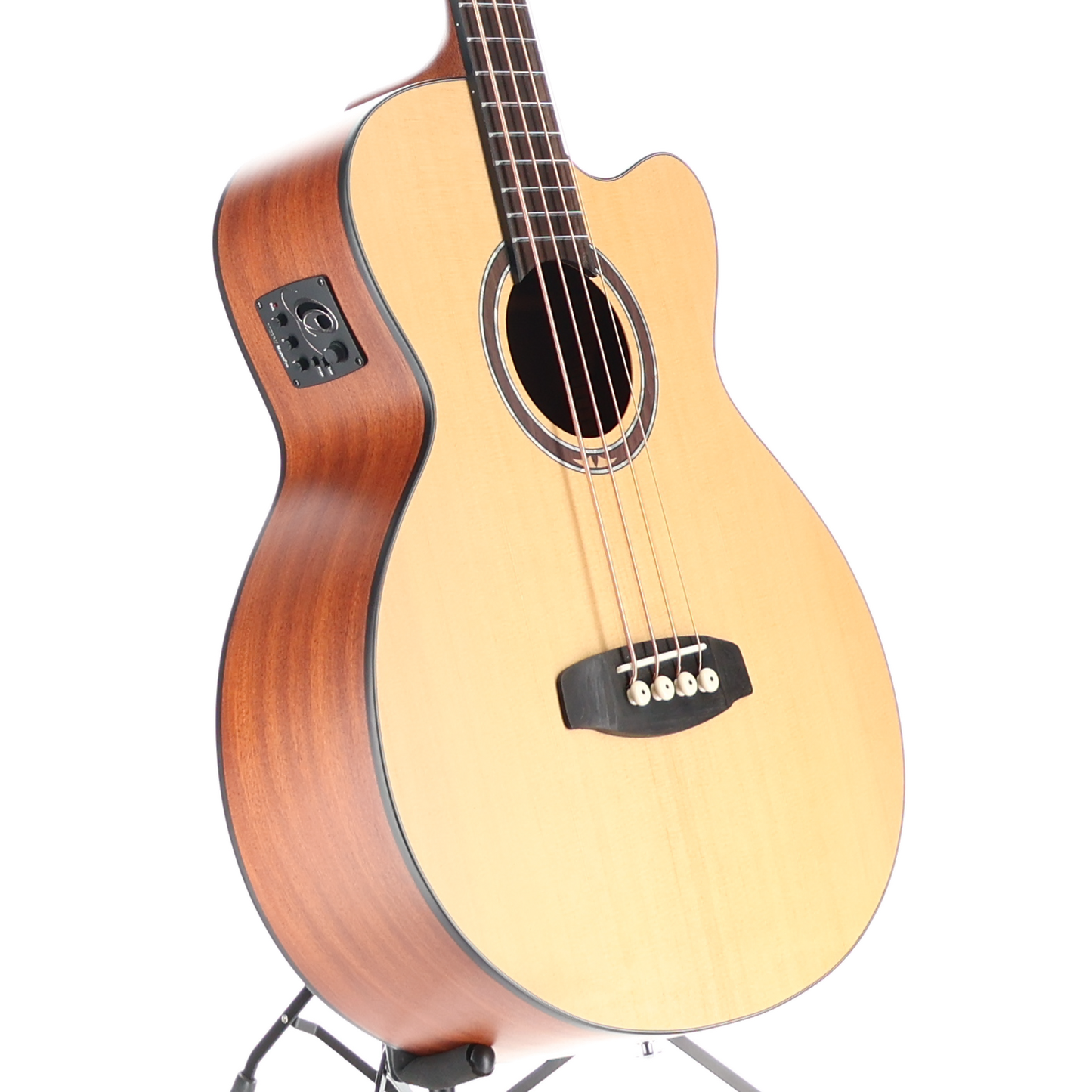 Ortega Deep Series Medium Scale Solid Top Acoustic-Electric Bass -Natural (A11) (92403)