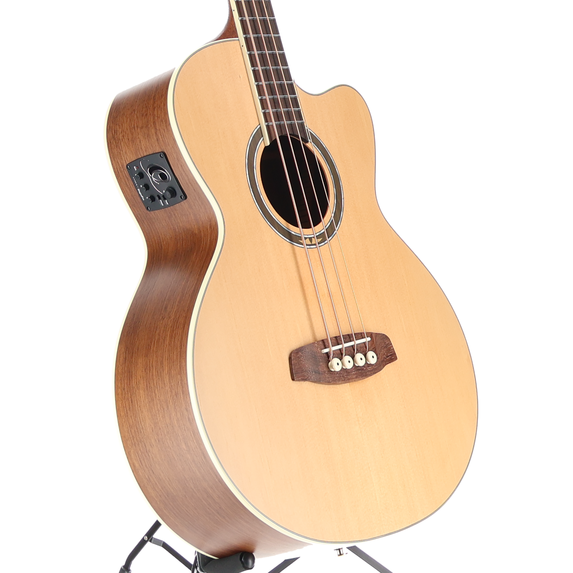 Ortega Deep Series Medium Scale Solid Top Acoustic-Electric Bass - Natural (B2) (00150)