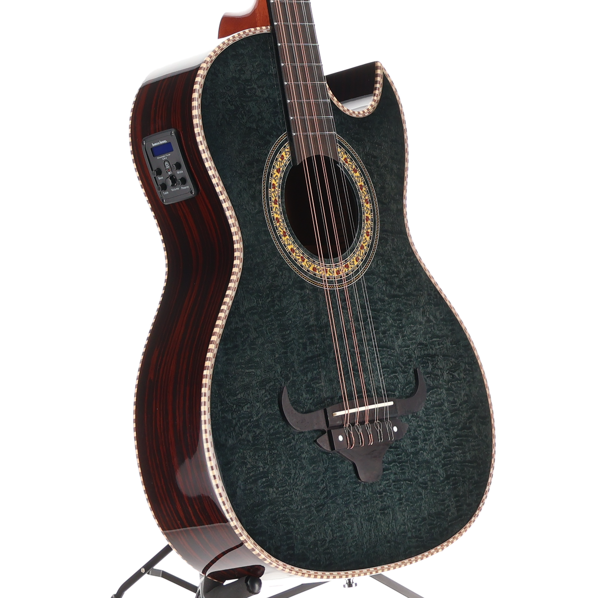 Oscar Schmidt Bajo Quinto A/E Quilt Sapele - Transparent Black (F9) (49083)
