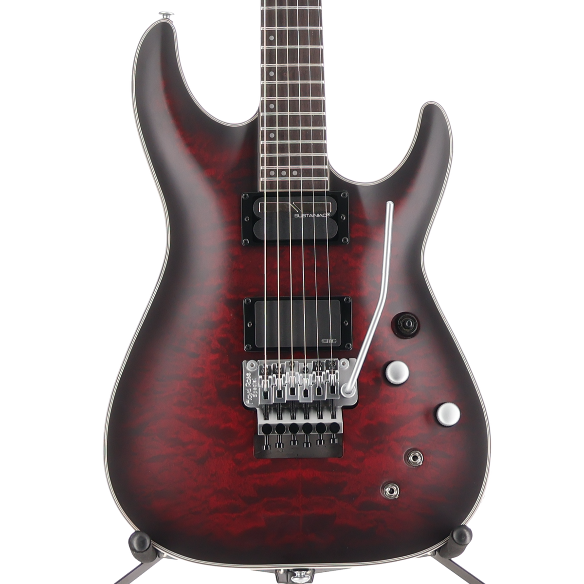 Schecter C-1 Platinum Floyd Rose Sustainer Satin Crimson Red Burst (N13) (79021)