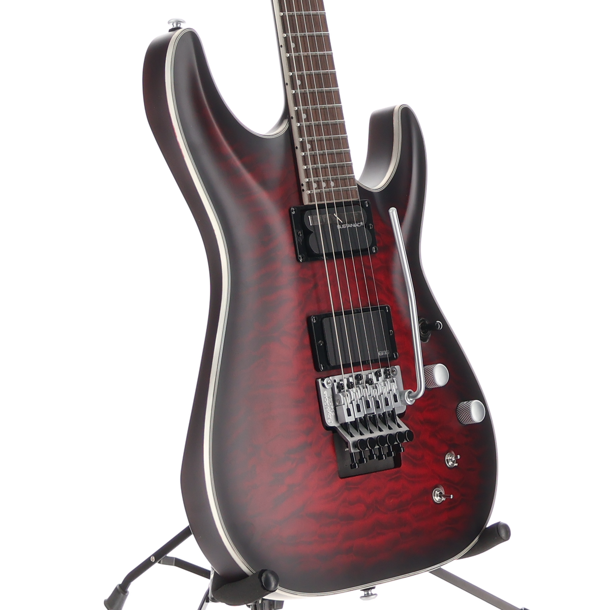 Schecter C-1 Platinum Floyd Rose Sustainer Satin Crimson Red Burst (Q8) (79037)