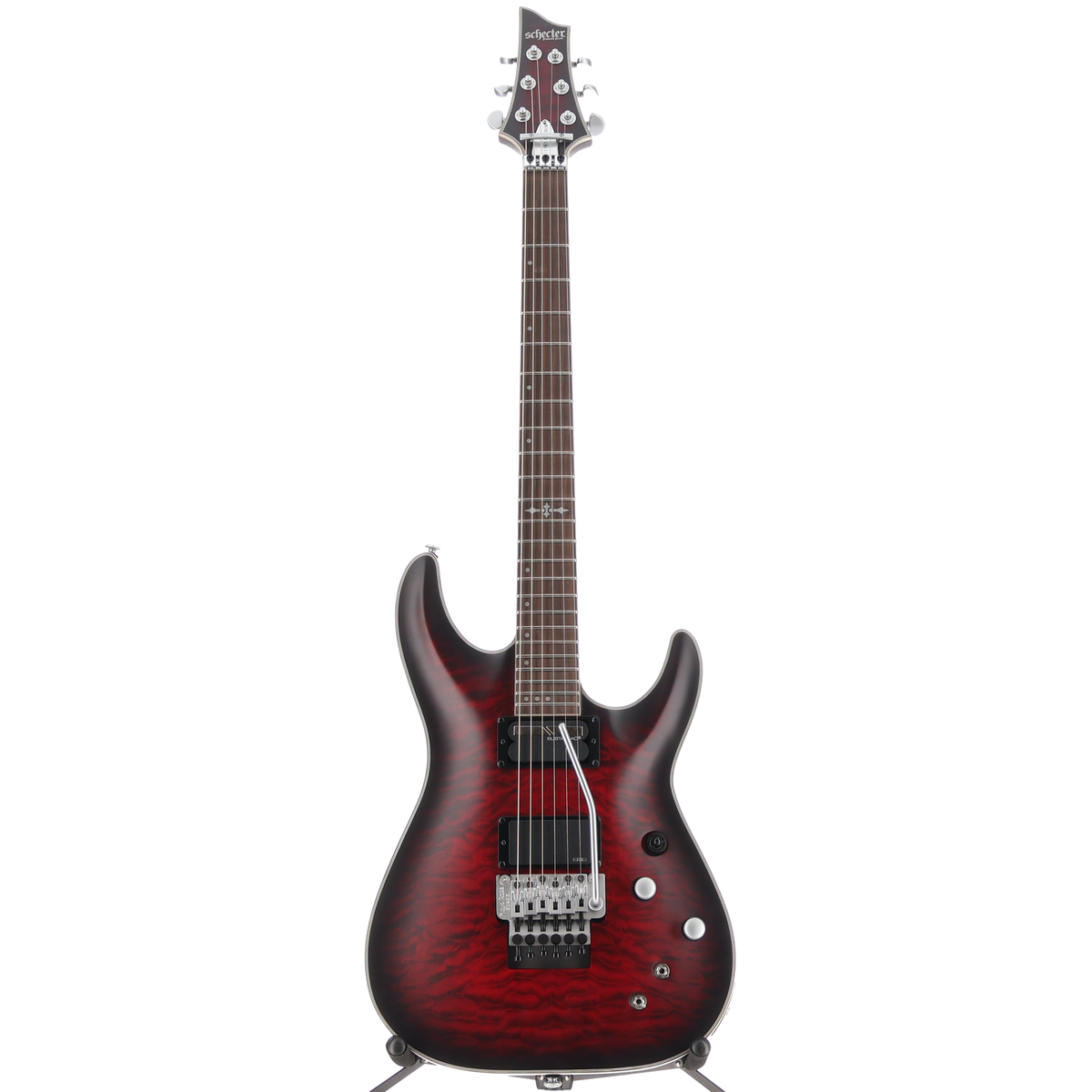 Schecter C-1 Platinum Floyd Rose Sustainer Satin Crimson Red Burst (Q8) (79037)