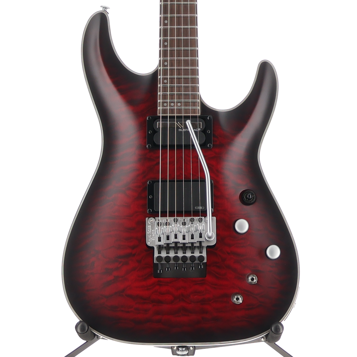 Schecter C-1 Platinum Floyd Rose Sustainer Satin Crimson Red Burst (Q8) (79037)