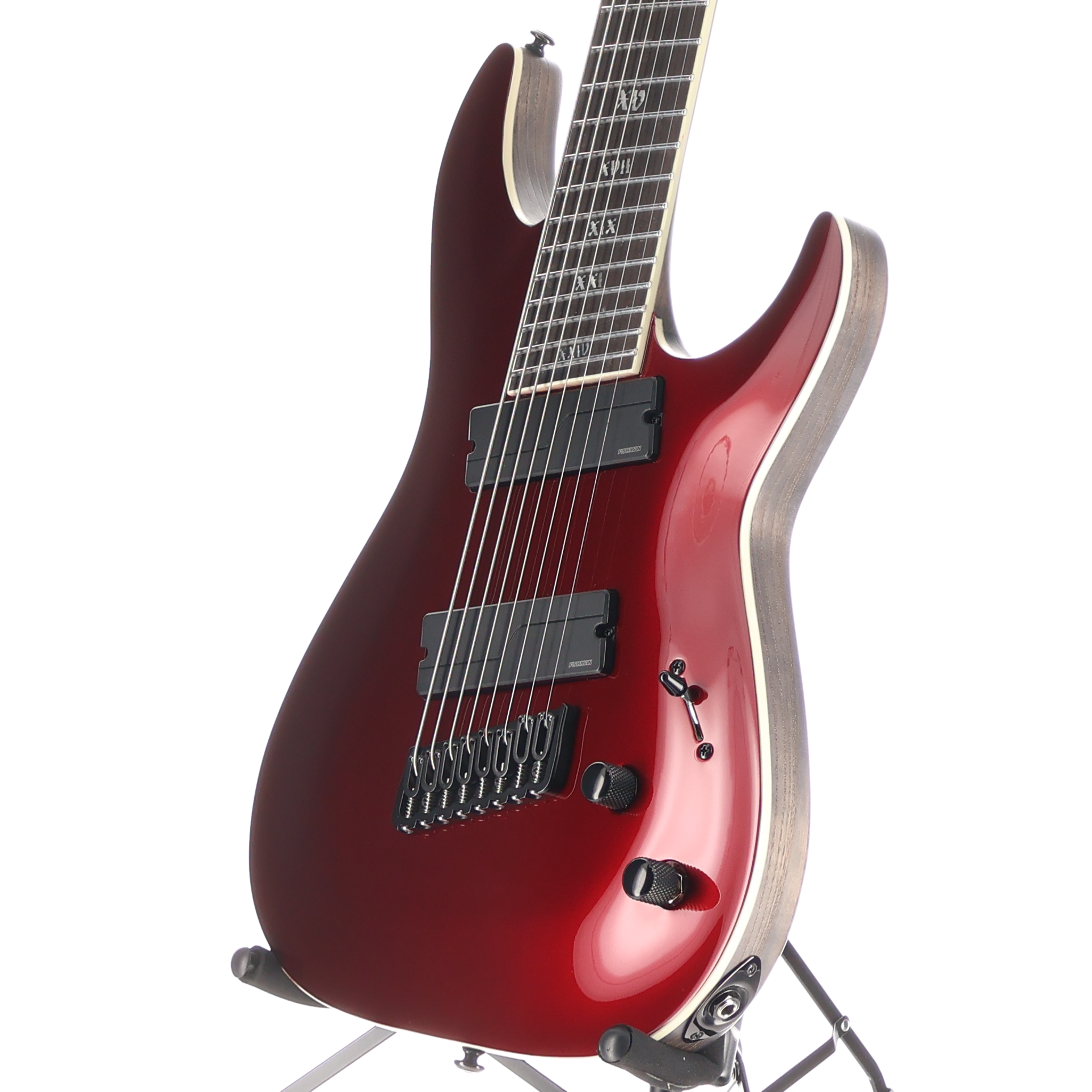 Schecter C-8 MS SLS Elite Evil Twin - Apple Red and Black Custom Paint (P12) (29019)