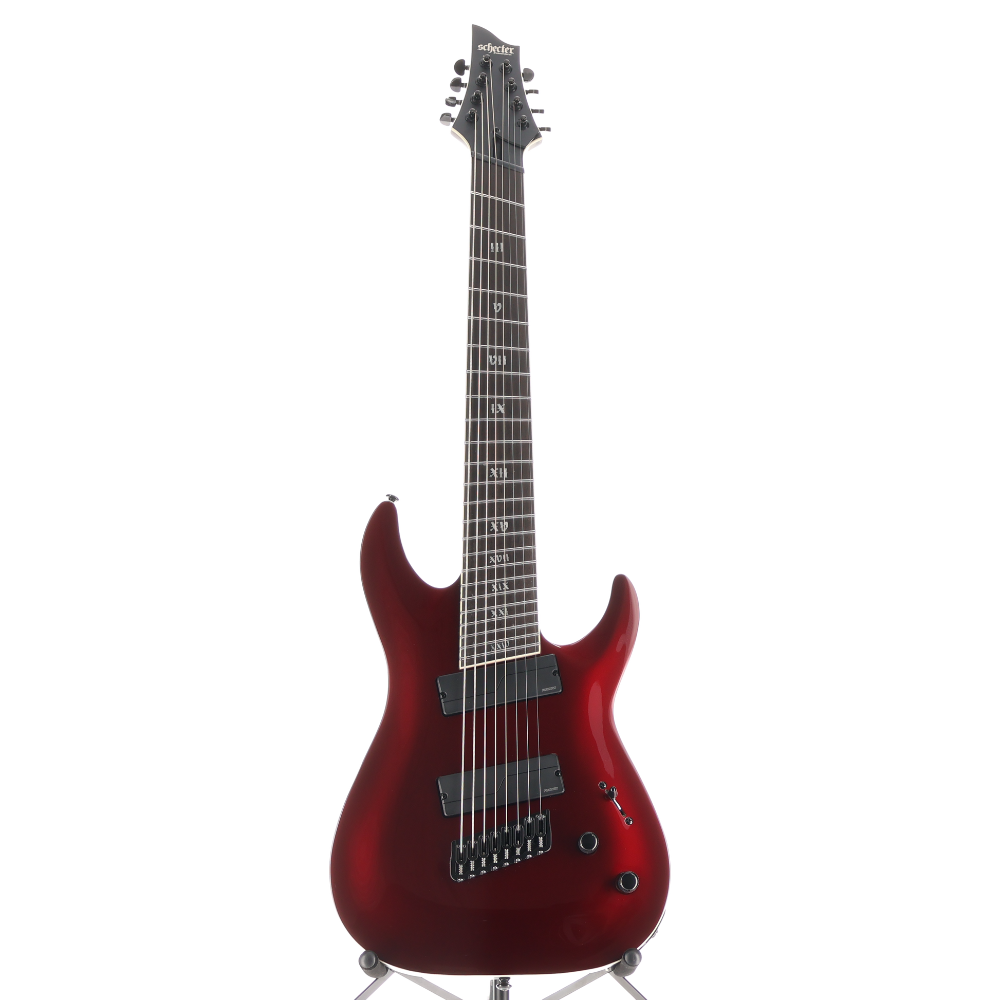 Schecter C-8 MS SLS Elite Evil Twin - Apple Red and Black Custom Paint (P12) (29019)