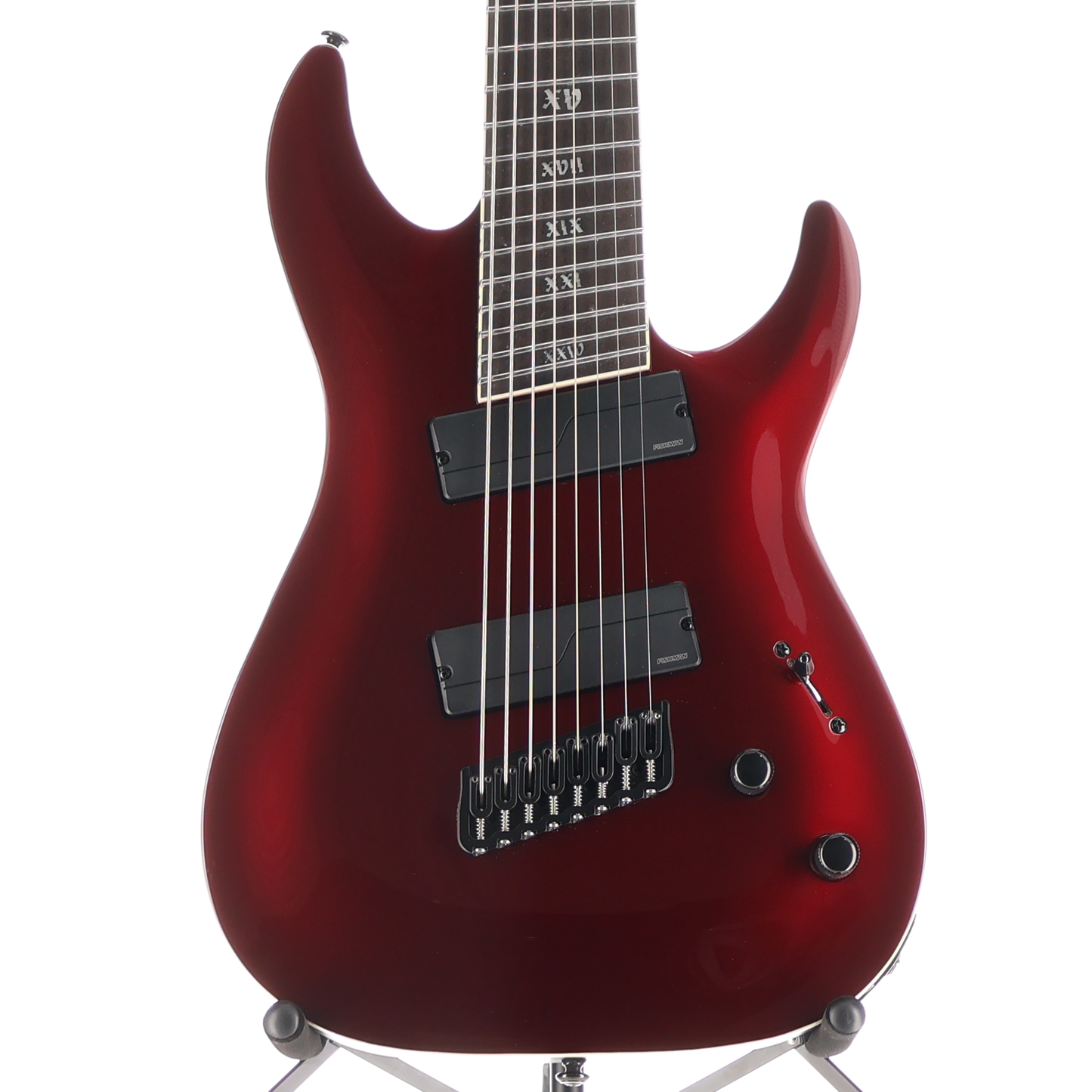 Schecter C-8 MS SLS Elite Evil Twin - Apple Red and Black Custom Paint (P12) (29019)