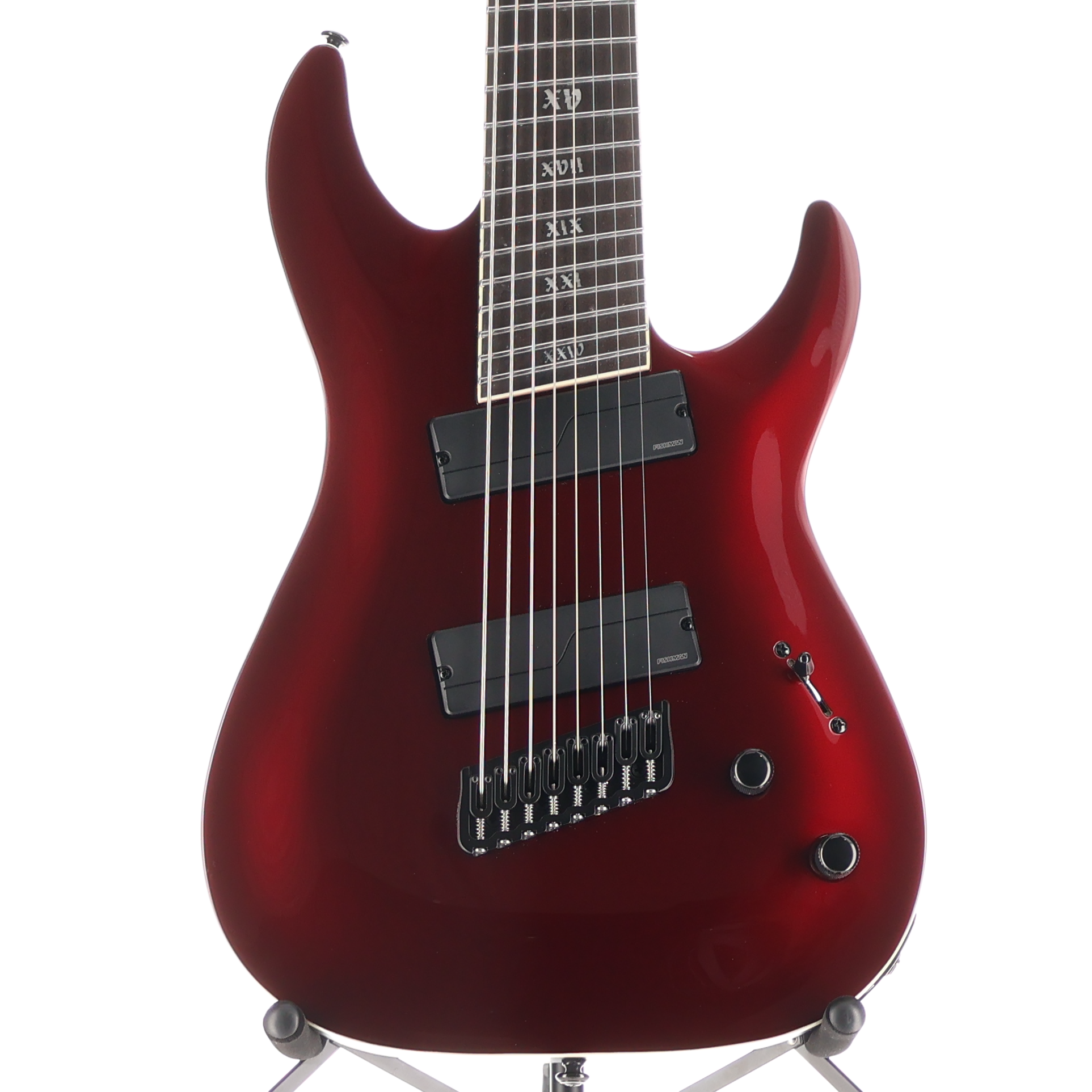 Schecter C-8 MS SLS Elite Evil Twin - Apple Red and Black Custom Paint (P12) (29019)
