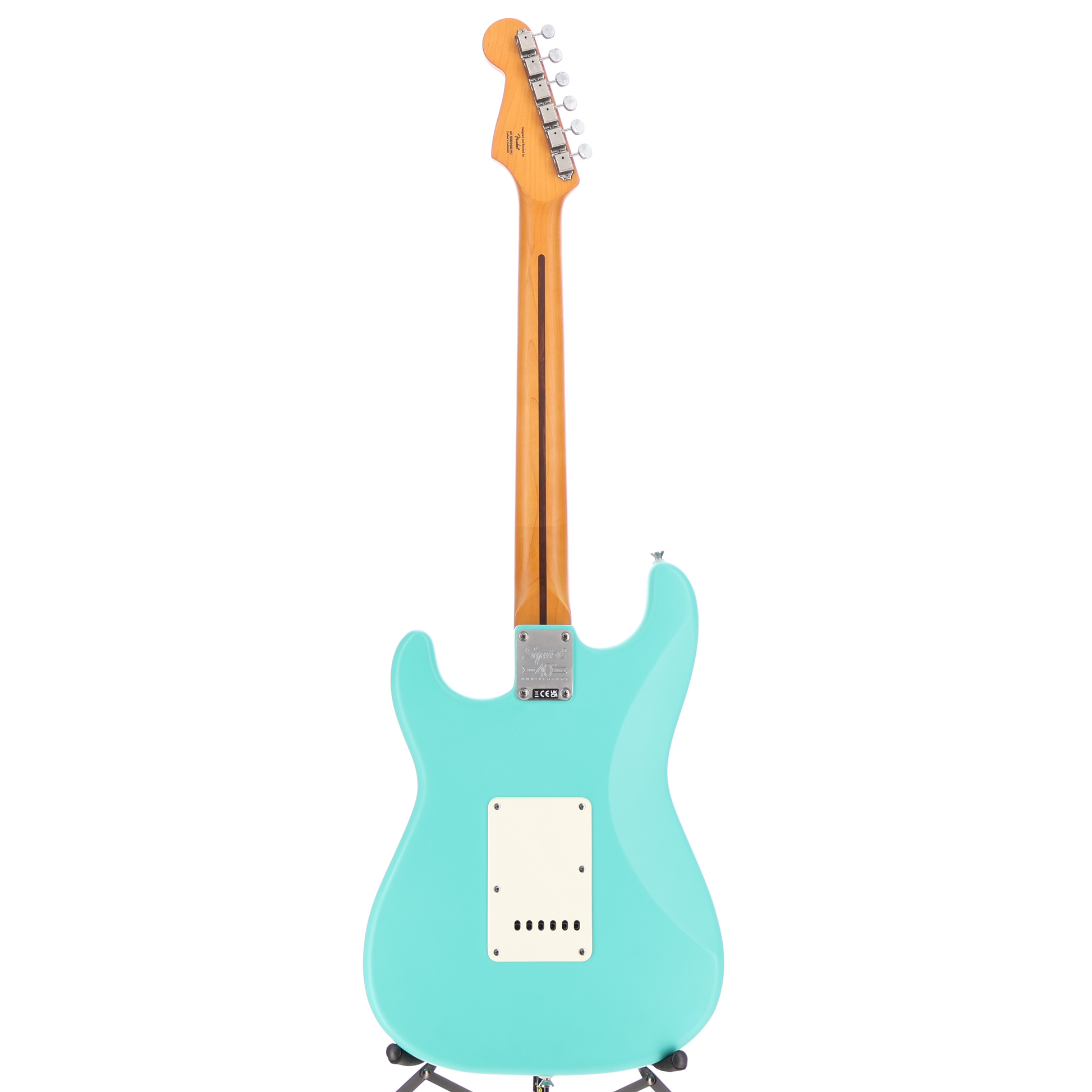 Squier 40th Anniversary Stratocaster, Vintage Edition, Maple Fingerboard, Gold Anodized Pickguard, Satin Sea Foam Green (Y1) (02797)
