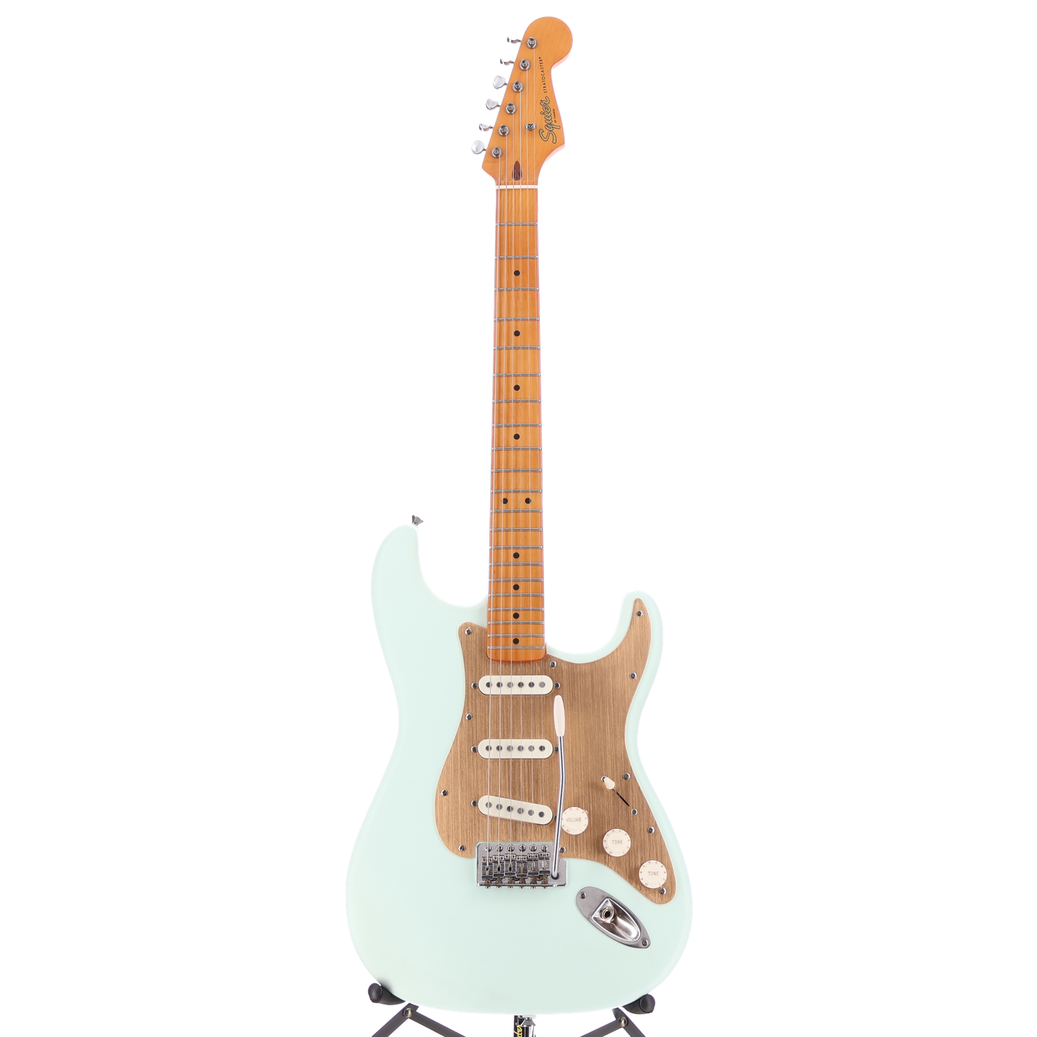 Squier 40th Anniversary Stratocaster, Vintage Edition, Maple Fingerboard, Gold Anodized Pickguard, Satin Sonic Blue (SR) (06328)