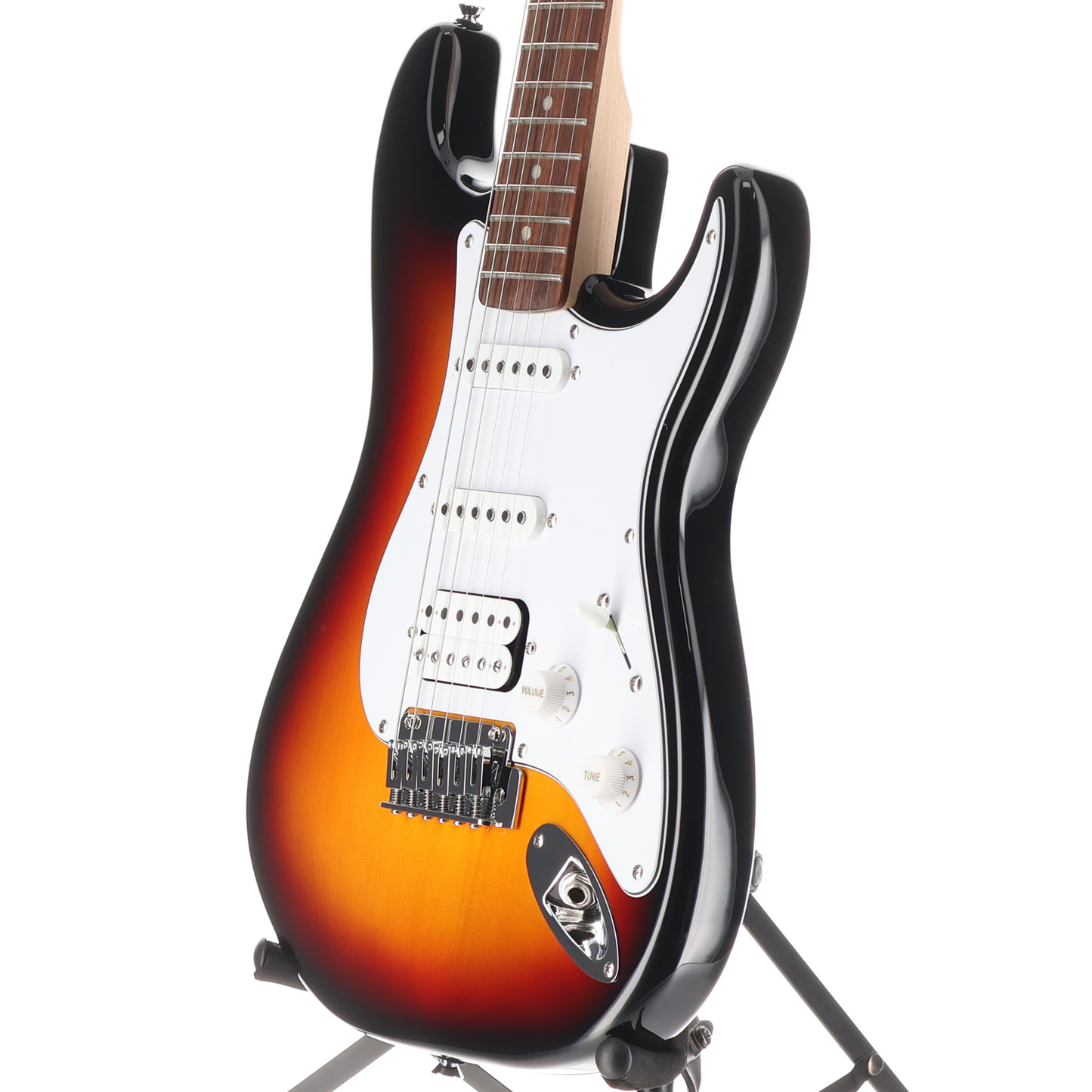 Squier Affinity Series Stratocaster Junior HSS, Laurel Fingerboard, White Pickguard, 3-Color Sunburst (RP) (80500)