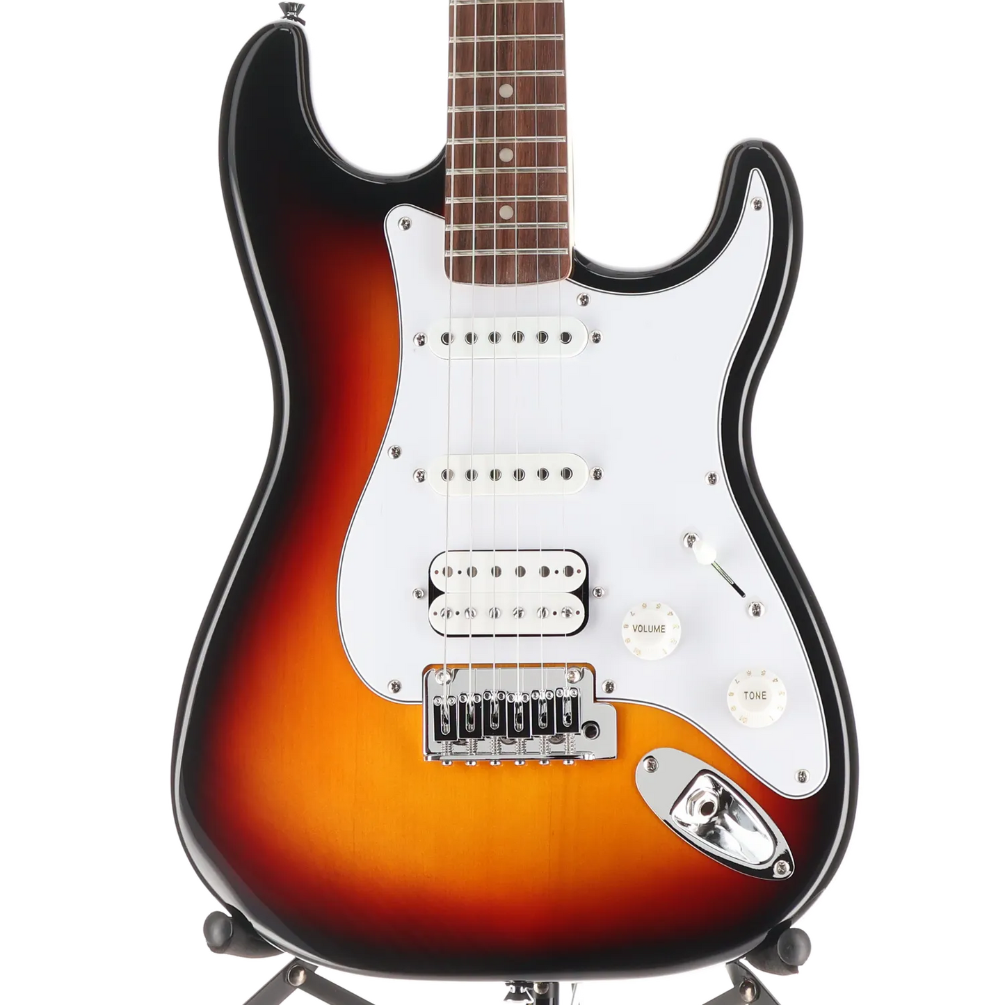 Squier Affinity Series Stratocaster Junior HSS, Laurel Fingerboard, White Pickguard, 3-Color Sunburst (RP) (80500)