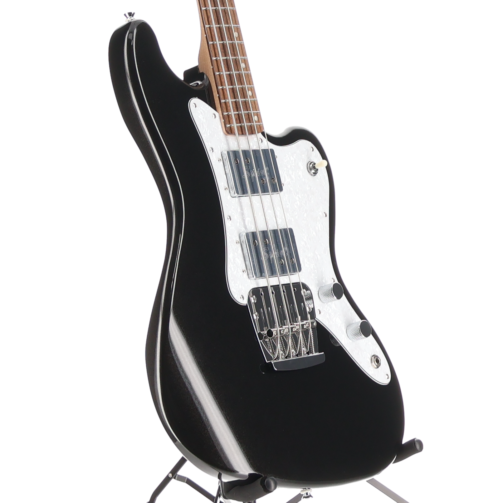 Squier Paranormal Rascal Bass HH Laurel Fingerboard White Pearloid Pickguard Metallic Black (L4) (07480)