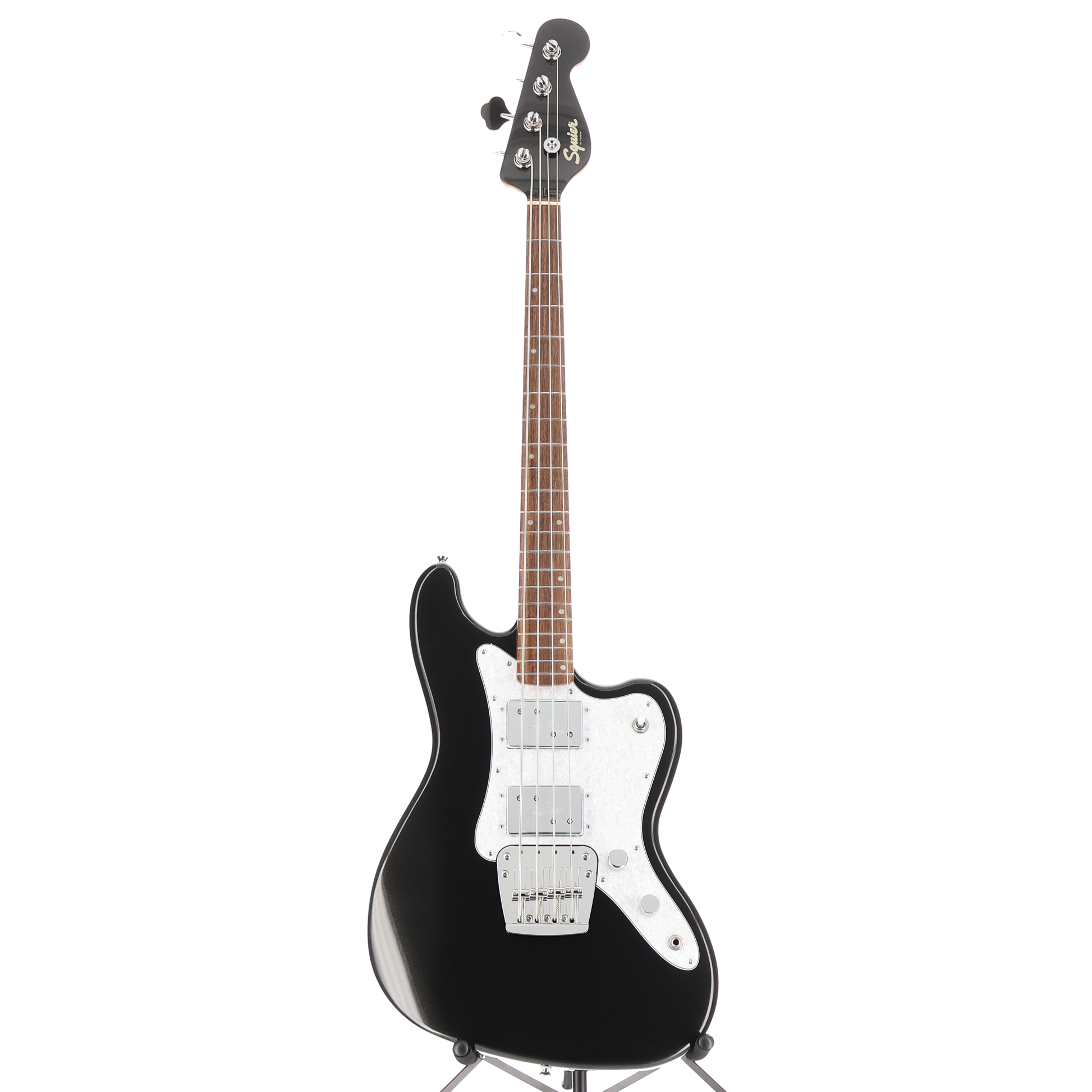 Squier Paranormal Rascal Bass HH Laurel Fingerboard White Pearloid Pickguard Metallic Black (L4) (07480)
