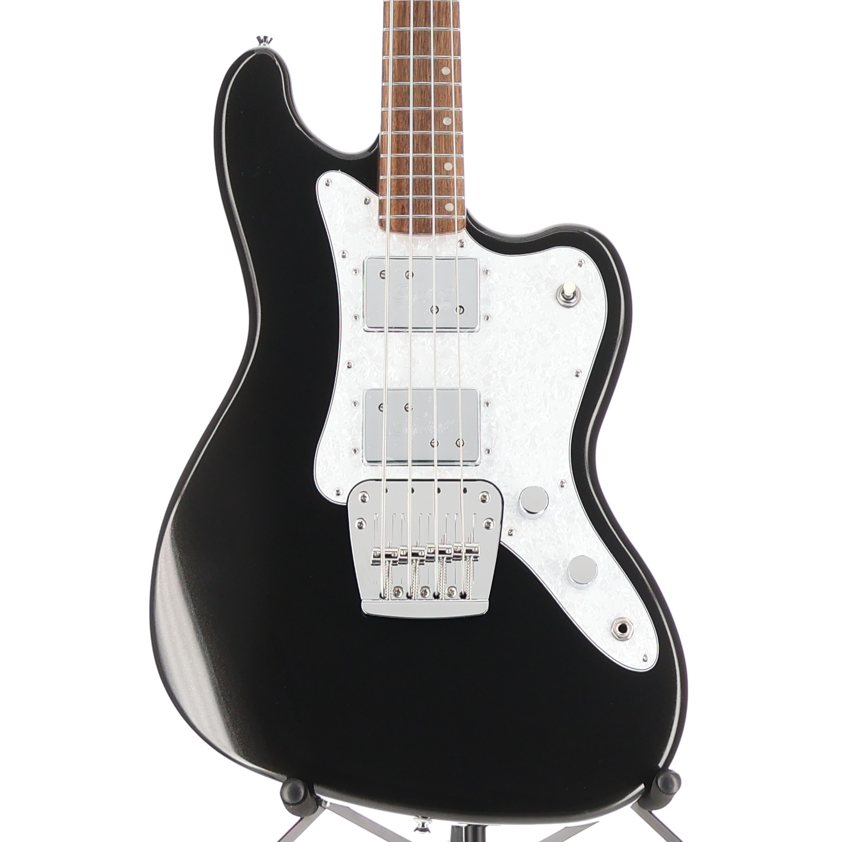 Squier Paranormal Rascal Bass HH Laurel Fingerboard White Pearloid Pickguard Metallic Black (L4) (07480)