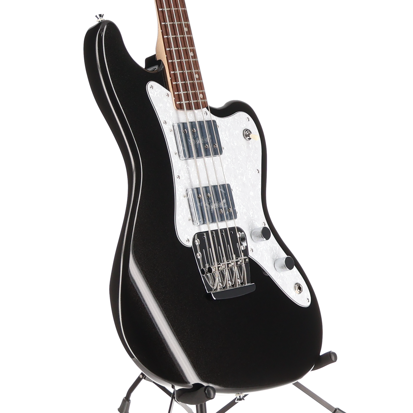Squier Paranormal Rascal Bass HH, Laurel Fingerboard, White Pearloid Pickguard, Metallic Black (P13) (07405)