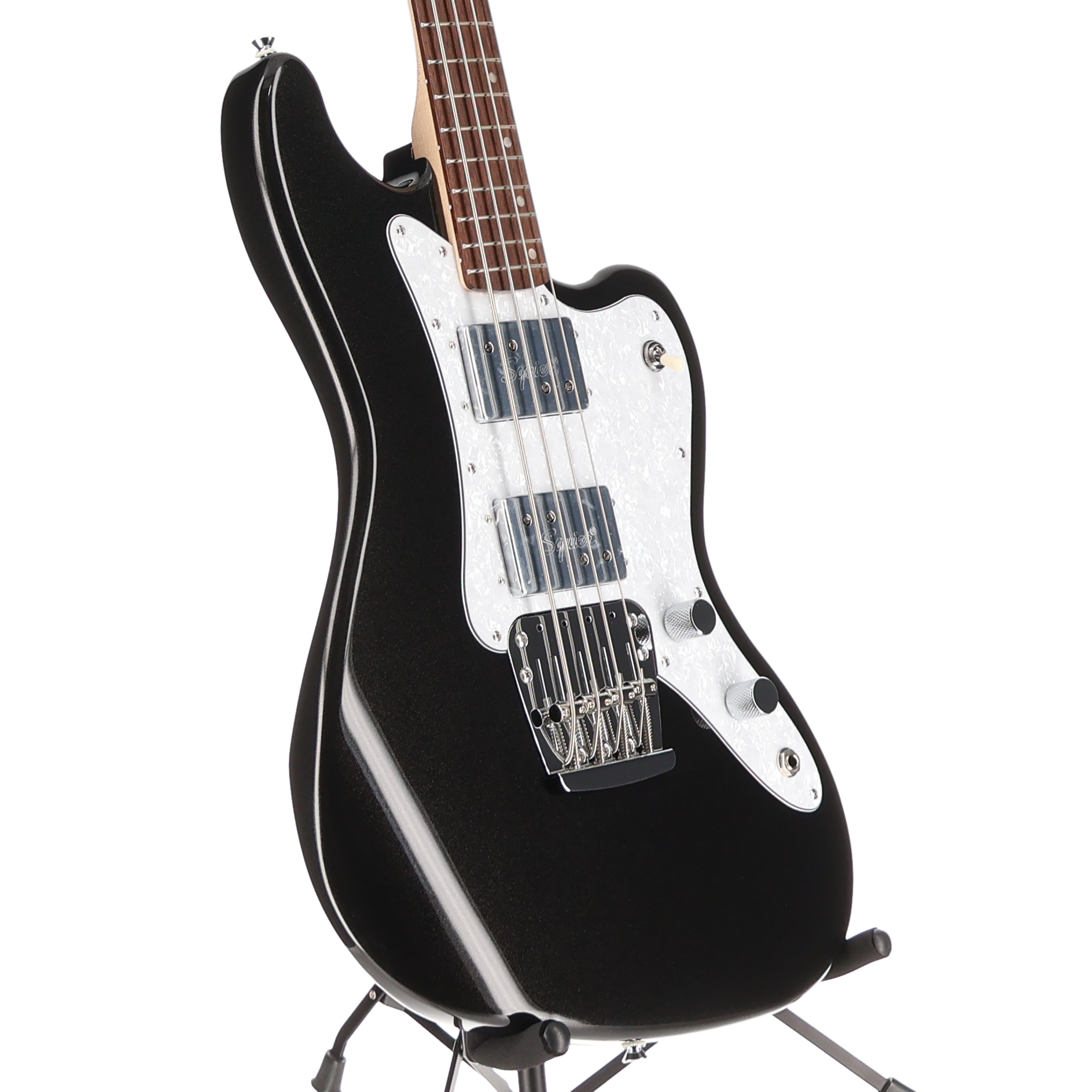Squier Paranormal Rascal Bass HH, Laurel Fingerboard, White Pearloid Pickguard, Metallic Black (P13) (07405)