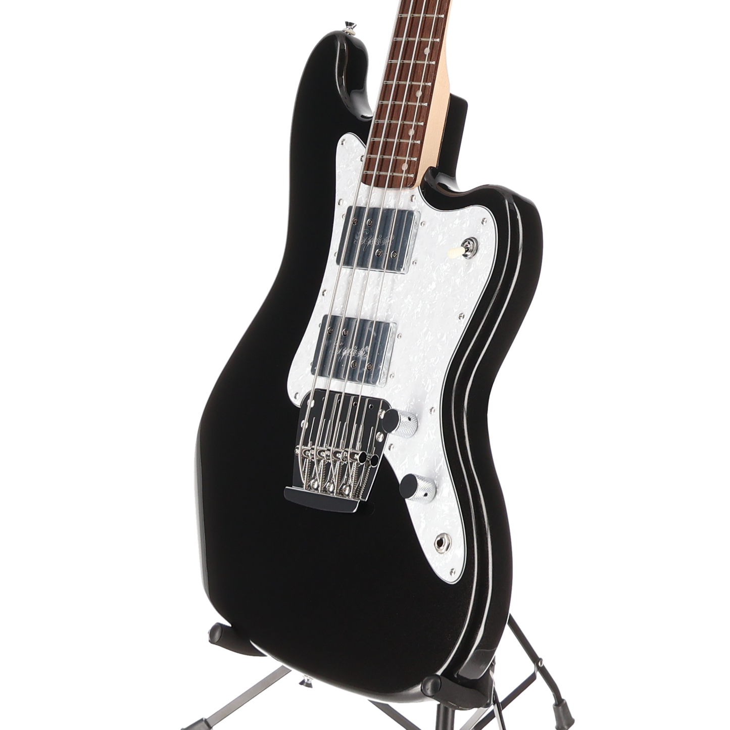 Squier Paranormal Rascal Bass HH, Laurel Fingerboard, White Pearloid Pickguard, Metallic Black (P13) (07405)