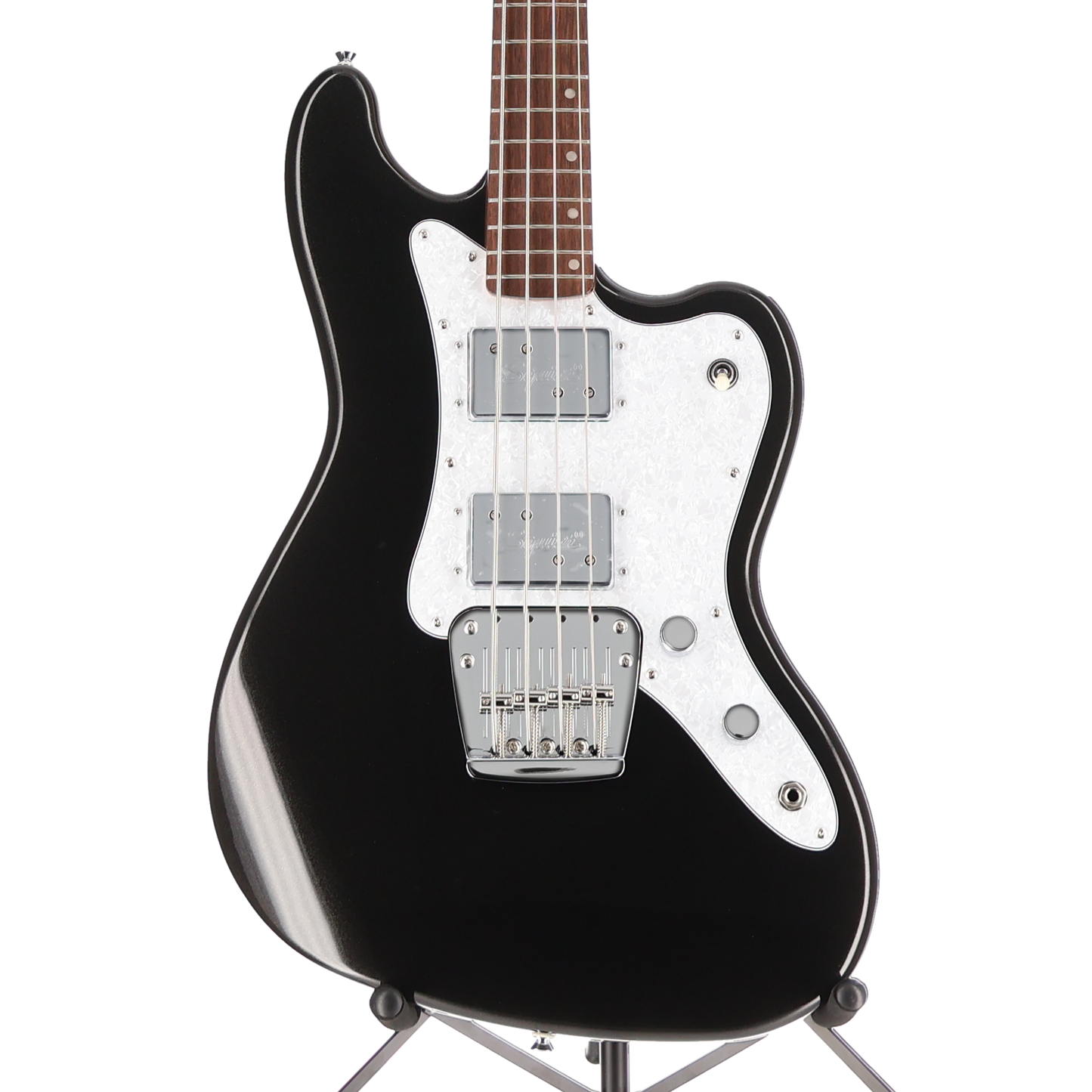 Squier Paranormal Rascal Bass HH, Laurel Fingerboard, White Pearloid Pickguard, Metallic Black (P13) (07405)