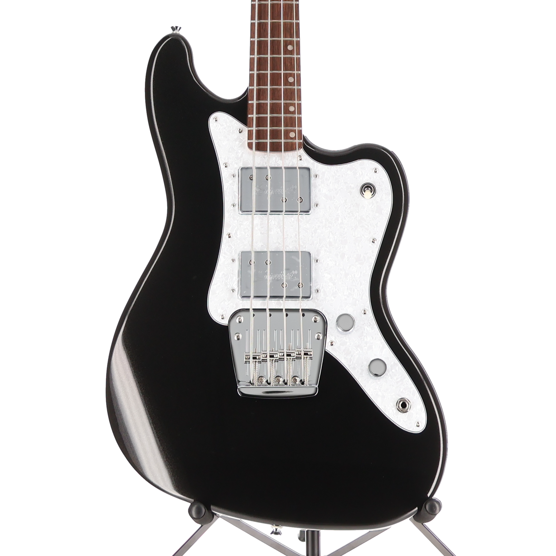 Squier Paranormal Rascal Bass HH, Laurel Fingerboard, White Pearloid Pickguard, Metallic Black (P13) (07405)
