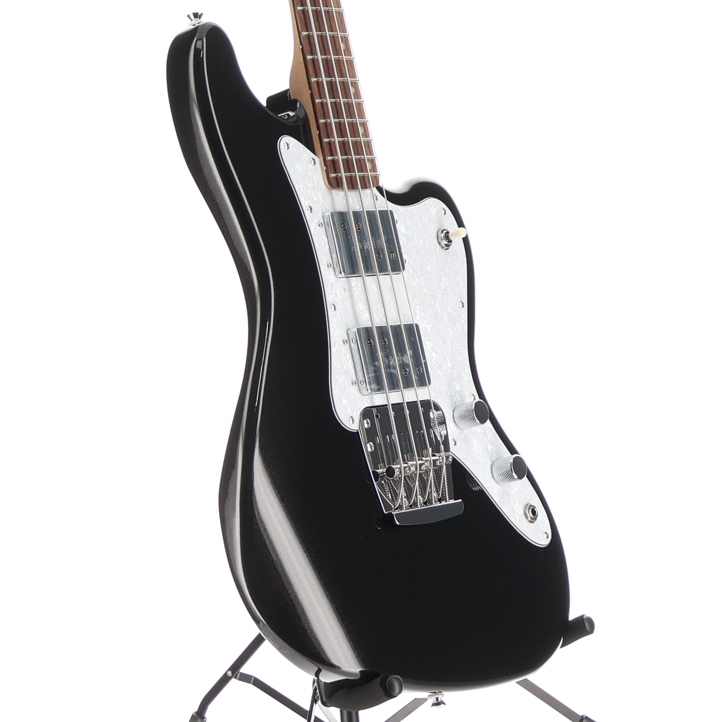 Squier Paranormal Rascal Bass HH, Laurel Fingerboard, White Pearloid Pickguard, Metallic Black (R2) (07467)