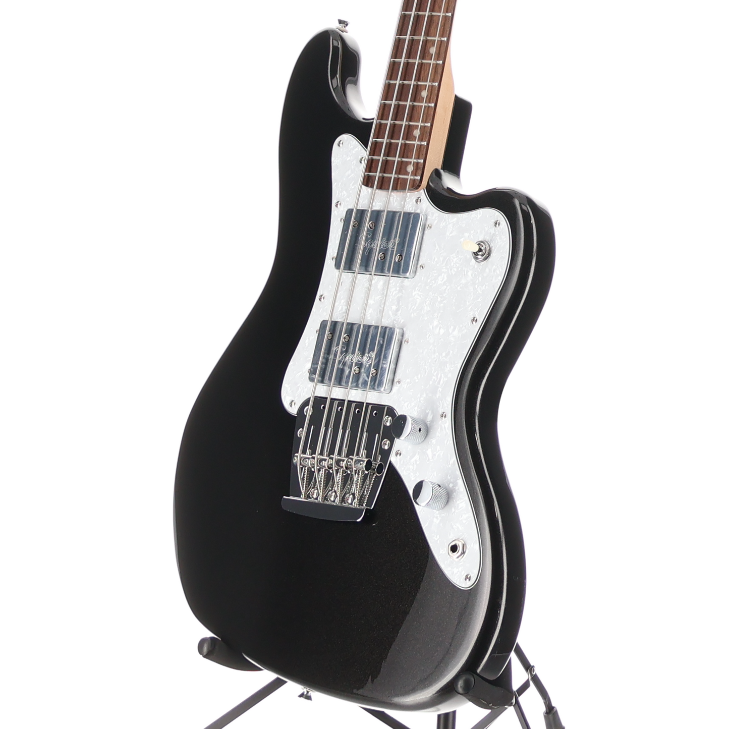 Squier Paranormal Rascal Bass HH, Laurel Fingerboard, White Pearloid Pickguard, Metallic Black (R2) (07467)