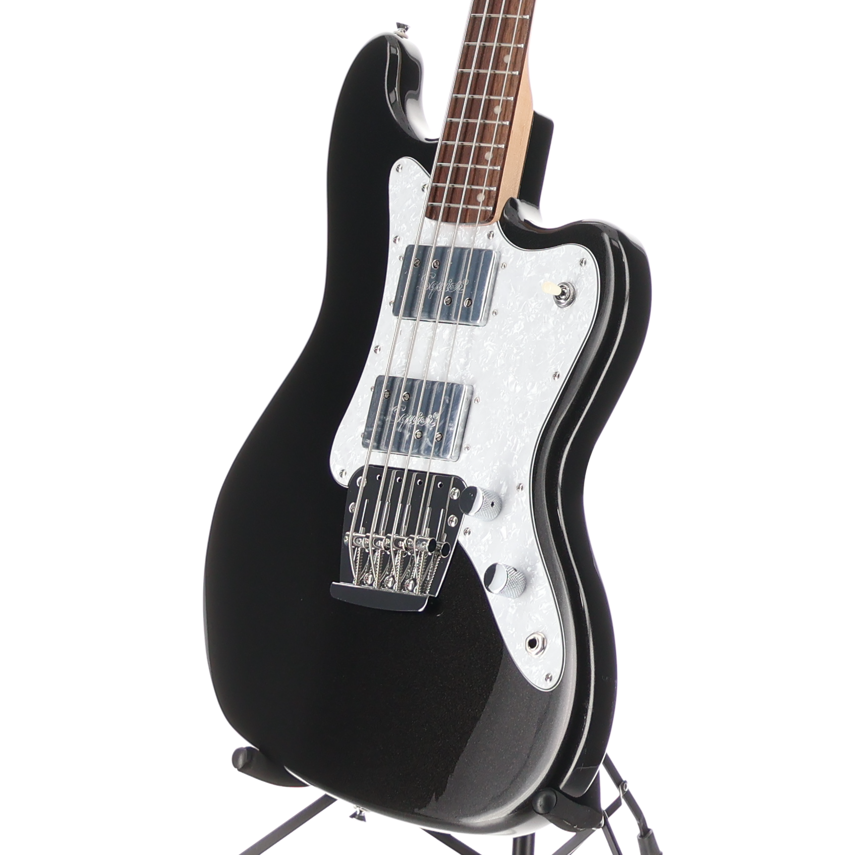 Squier Paranormal Rascal Bass HH, Laurel Fingerboard, White Pearloid Pickguard, Metallic Black (R2) (07467)
