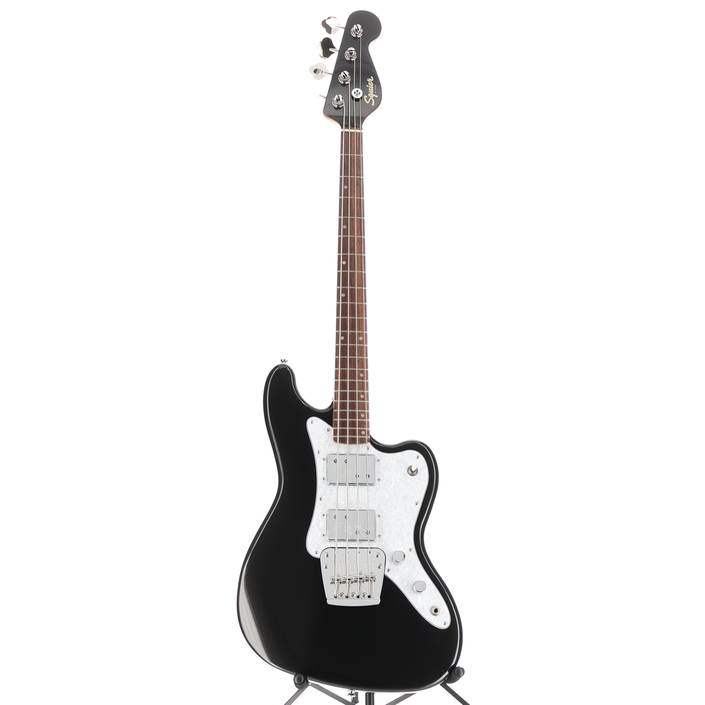 Squier Paranormal Rascal Bass HH, Laurel Fingerboard, White Pearloid Pickguard, Metallic Black (R2) (07467)