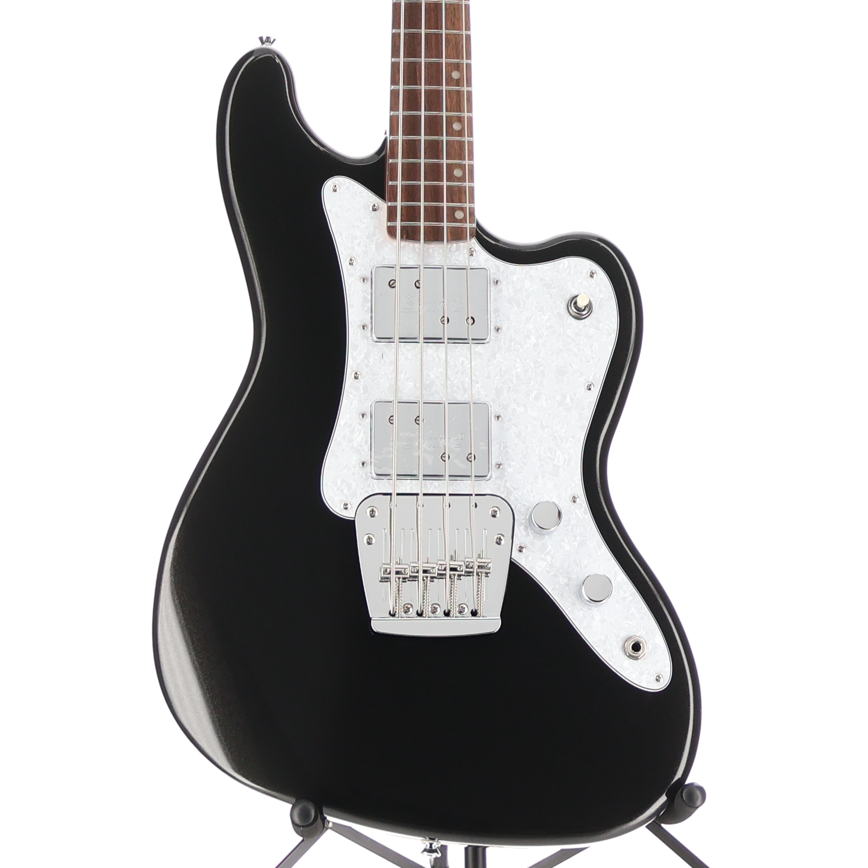 Squier Paranormal Rascal Bass HH, Laurel Fingerboard, White Pearloid Pickguard, Metallic Black (R2) (07467)