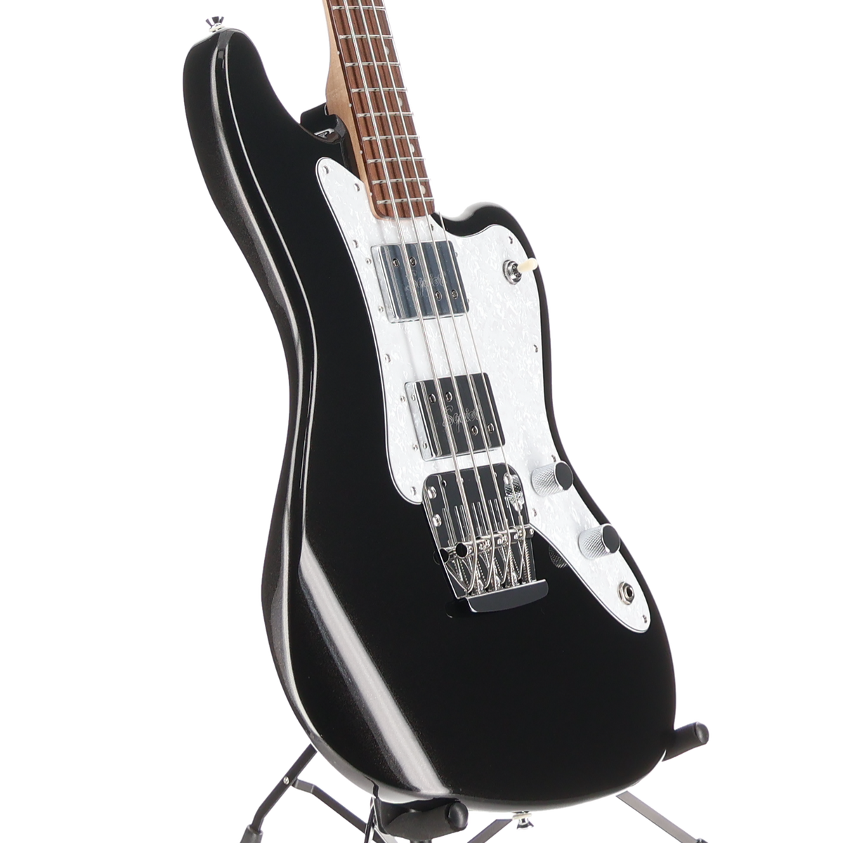 Squier Paranormal Rascal Bass HH, Laurel Fingerboard, White Pearloid Pickguard, Metallic Black (S11) (07466)