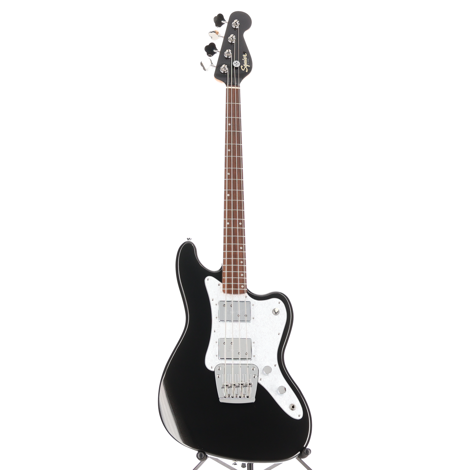 Squier Paranormal Rascal Bass HH, Laurel Fingerboard, White Pearloid Pickguard, Metallic Black (S11) (07466)