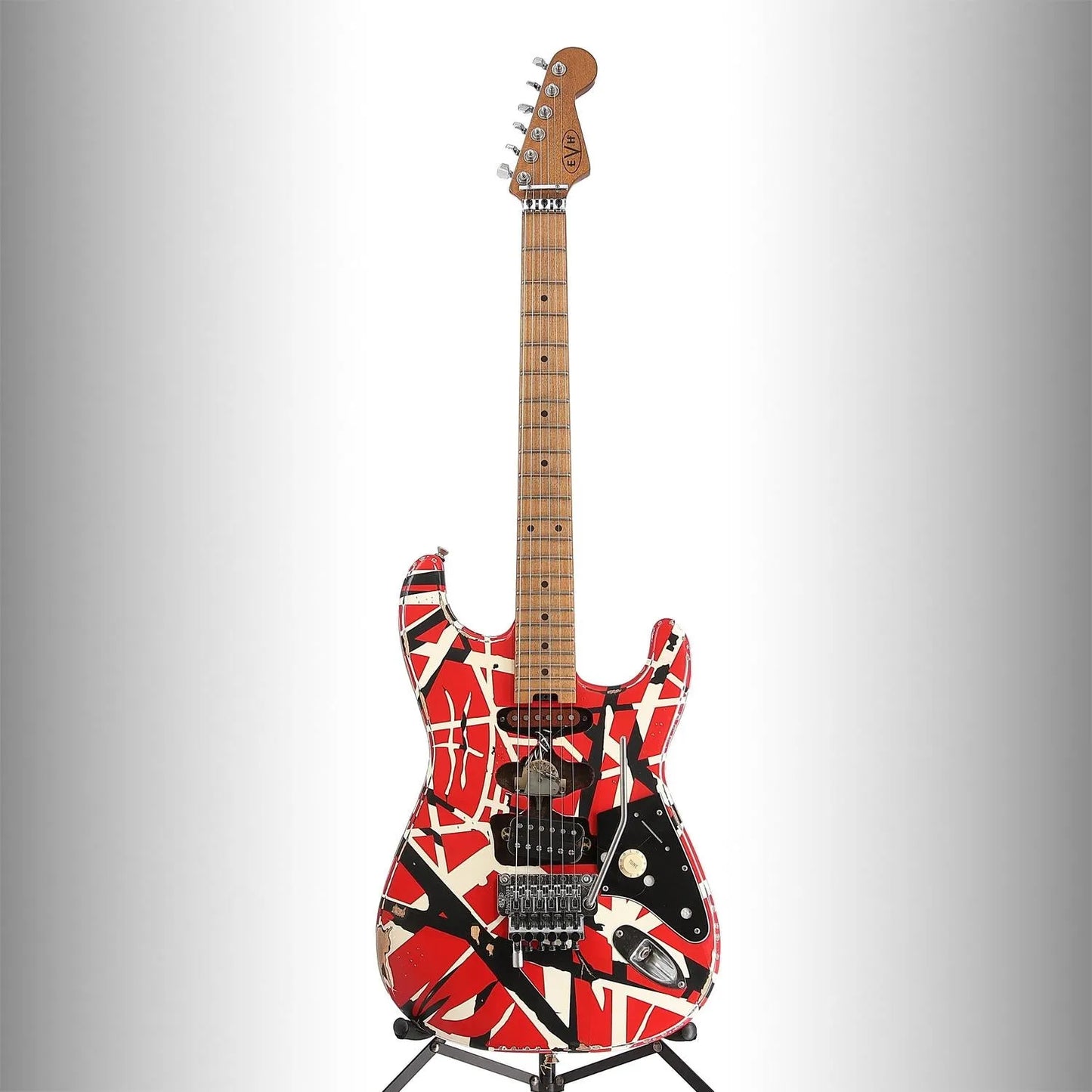 Striped Series Frankenstein Frankie, Maple Fingerboard, Red with Black Stripes Relic (SR) (00268)