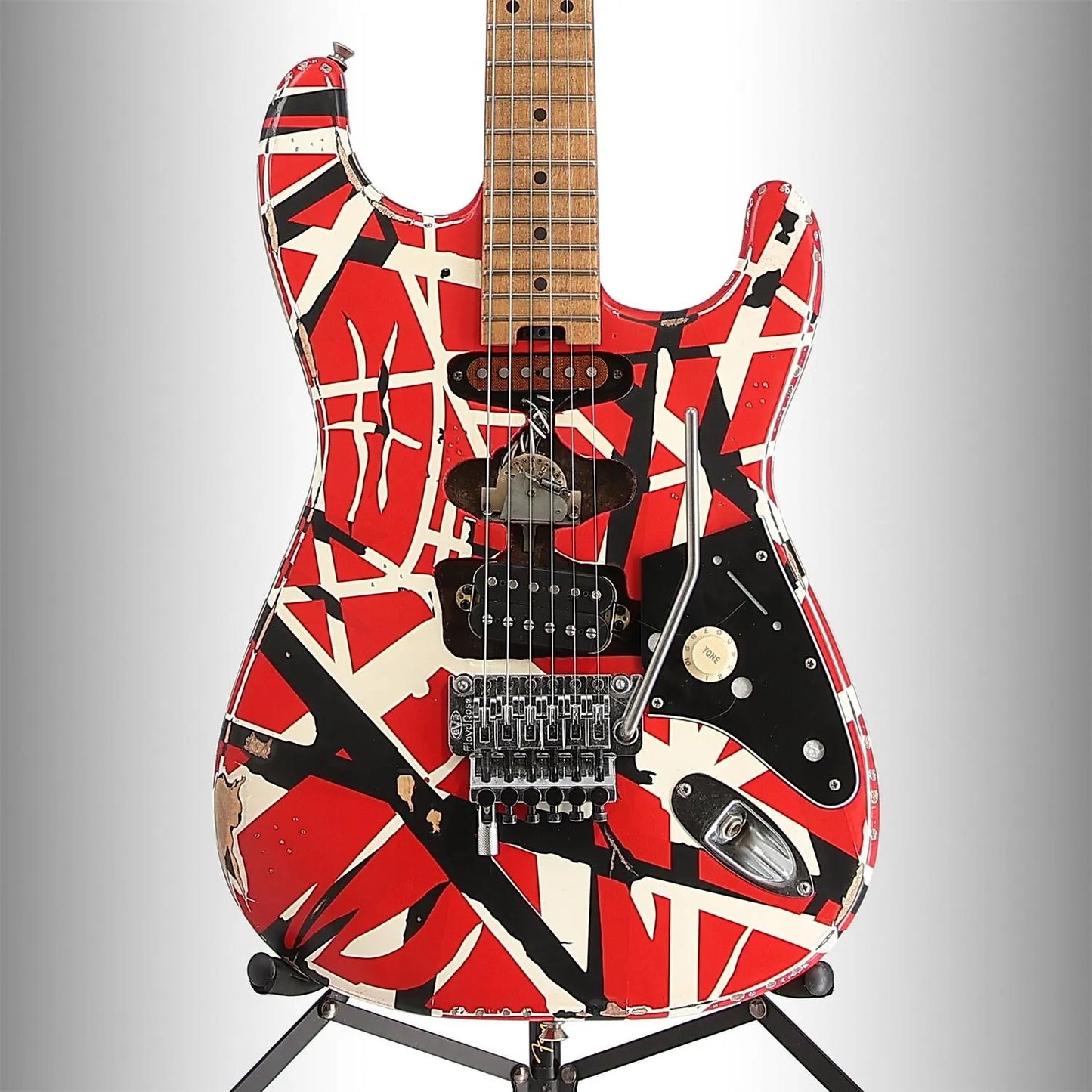 Striped Series Frankenstein Frankie, Maple Fingerboard, Red with Black Stripes Relic (SR) (00268)
