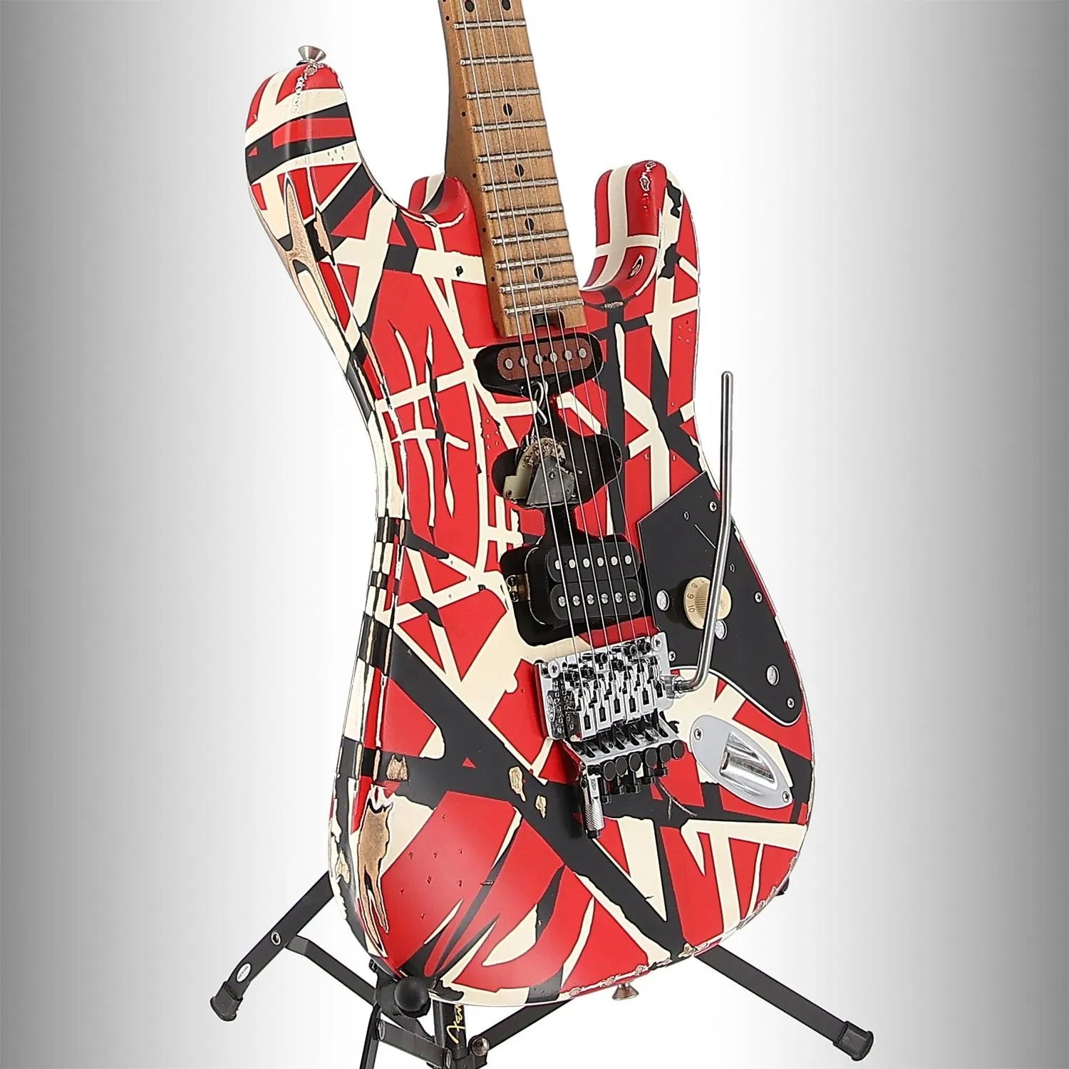 Striped Series Frankenstein Frankie, Maple Fingerboard, Red with Black Stripes Relic (SR) (02654)