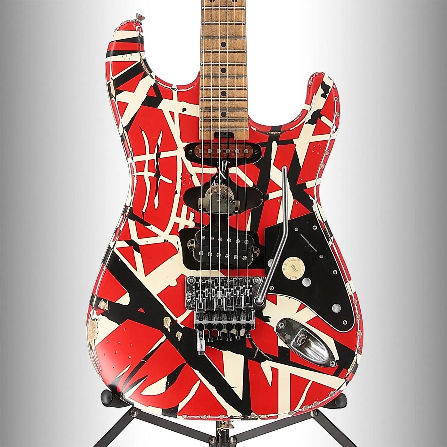Striped Series Frankenstein Frankie, Maple Fingerboard, Red with Black Stripes Relic (SR) (02654)
