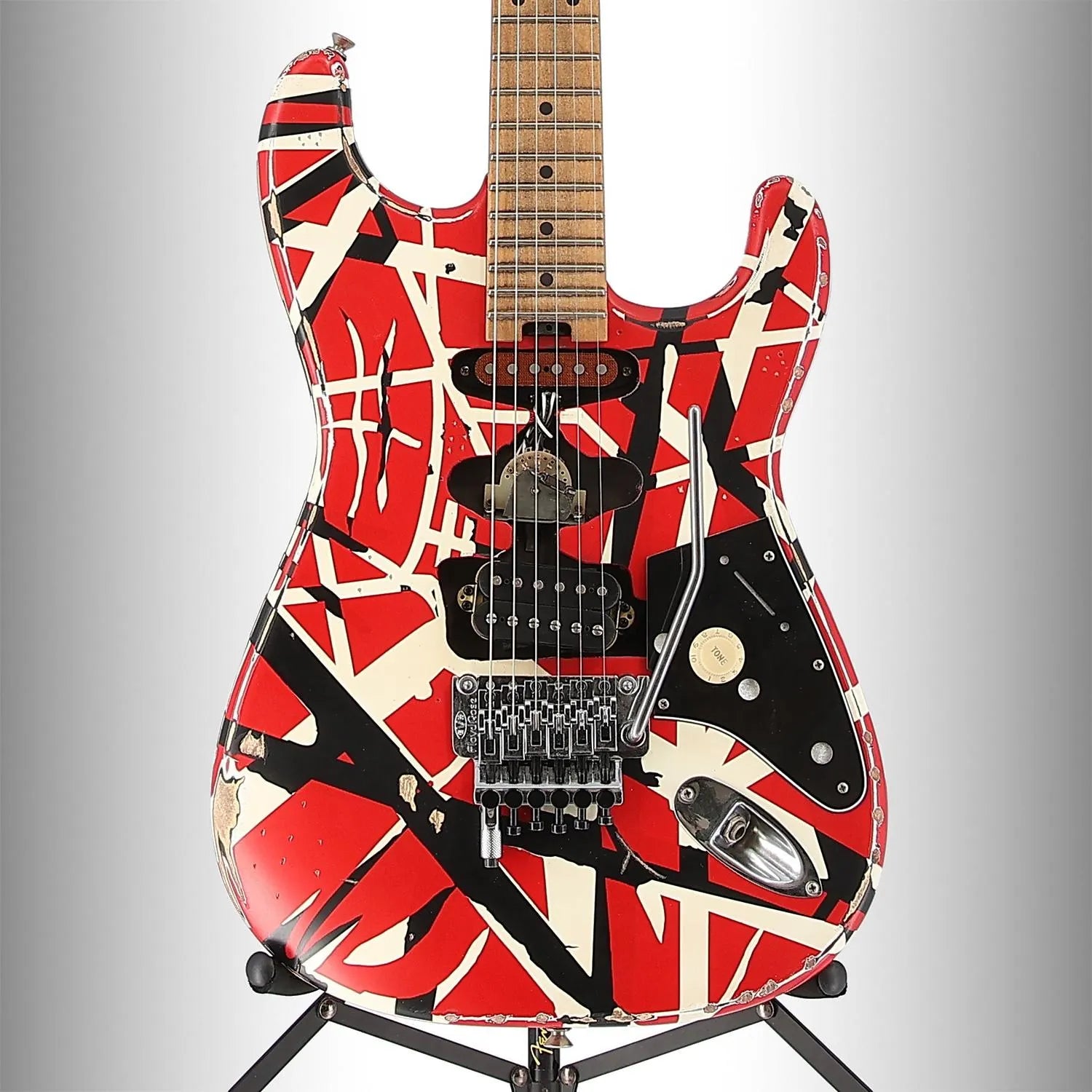 Striped Series Frankenstein Frankie, Maple Fingerboard, Red with Black Stripes Relic (SR) (02654)
