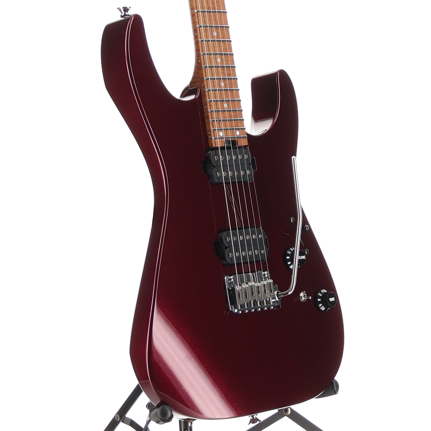 Charvel Custom Shop USA Select DK24 HH 2PT CM, Caramelized Flame Maple Fingerboard, Oxblood (RC2) (30164)