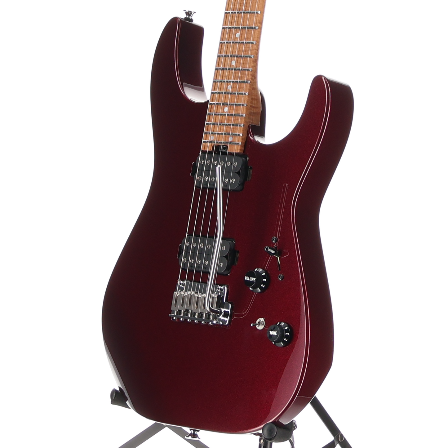 Charvel Custom Shop USA Select DK24 HH 2PT CM, Caramelized Flame Maple Fingerboard, Oxblood (RC2) (30164)